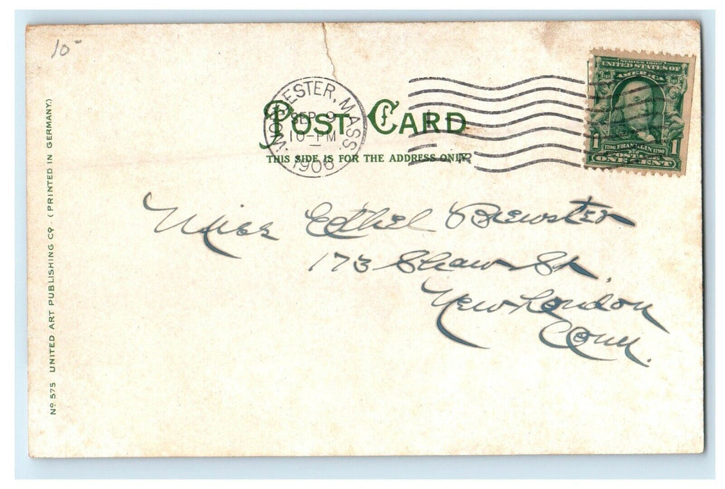 1906 Harrington Corner, Worcester, Massachusetts MA Antique Posted Postcard