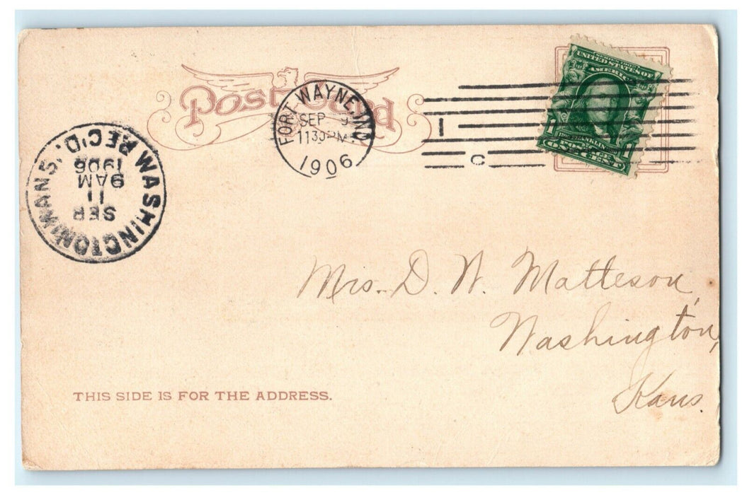 1906 Greetings From Robison Park Fort Wayne Indiana IN Glitter Posted Postcard