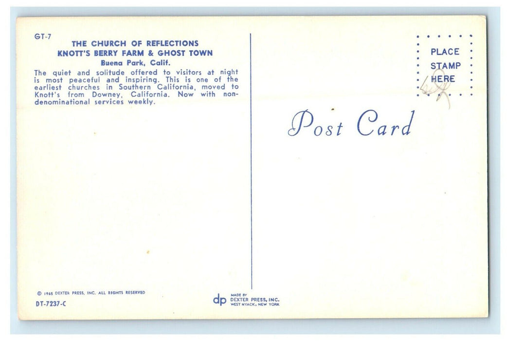 The Church Of Reflections Knott's Berry Farm Ghost Town Buena Park CA Postcard