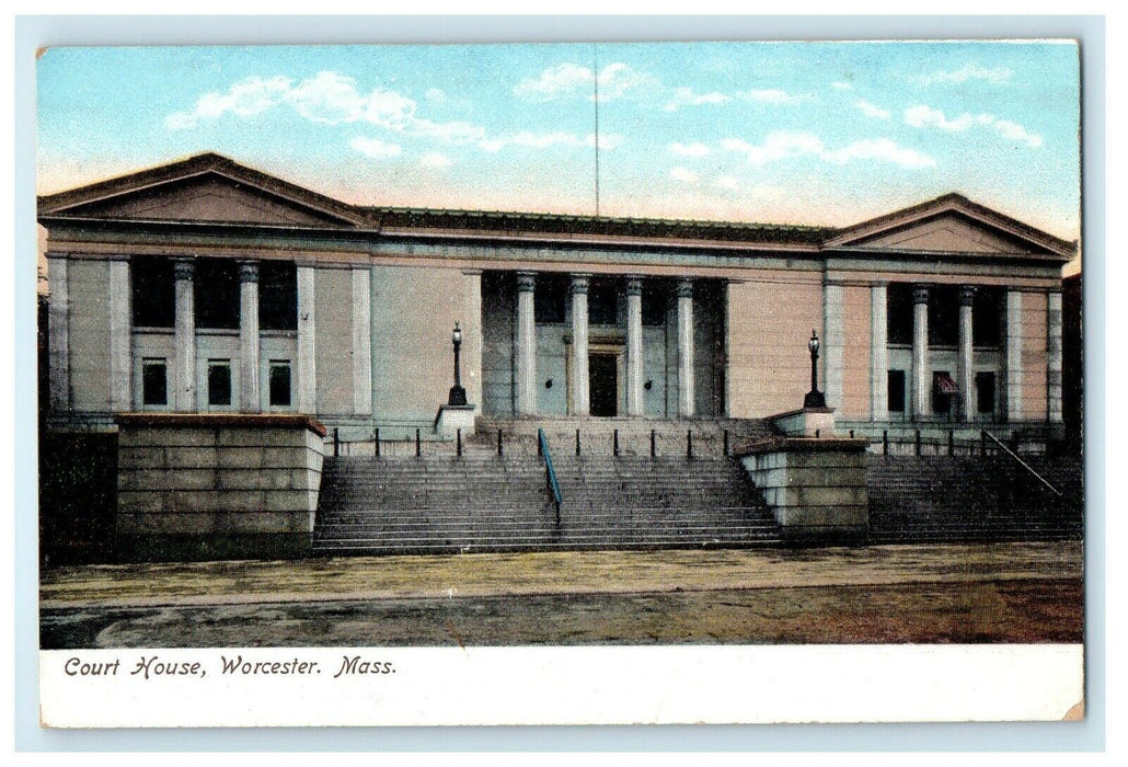 1905 Court House Front, Worcester, Massachusetts MA Antique Unposted Postcard
