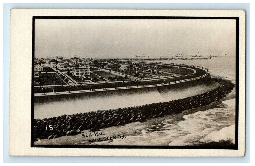 1912 Sea Wall Galveston Texas TX Posted Antique Postcard