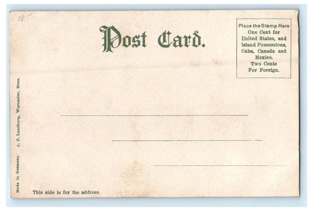 1906 Elm Street View, Worcester, Massachusetts MA Antique Postcard