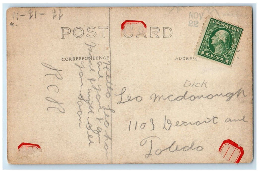 1922 Main Street Hardware Drug Store Horse & Buggy Child RPPC Photo Postcard