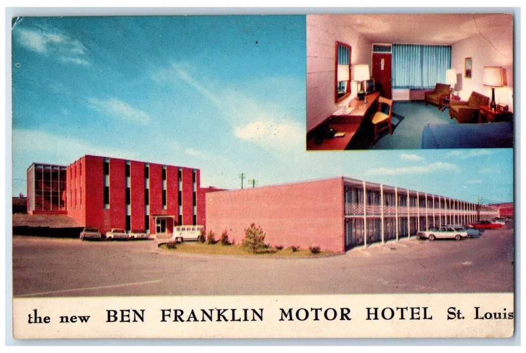 c1960's New Ben Franklin Motor Hotel St. Louis Bridgeton Missouri MO Postcard