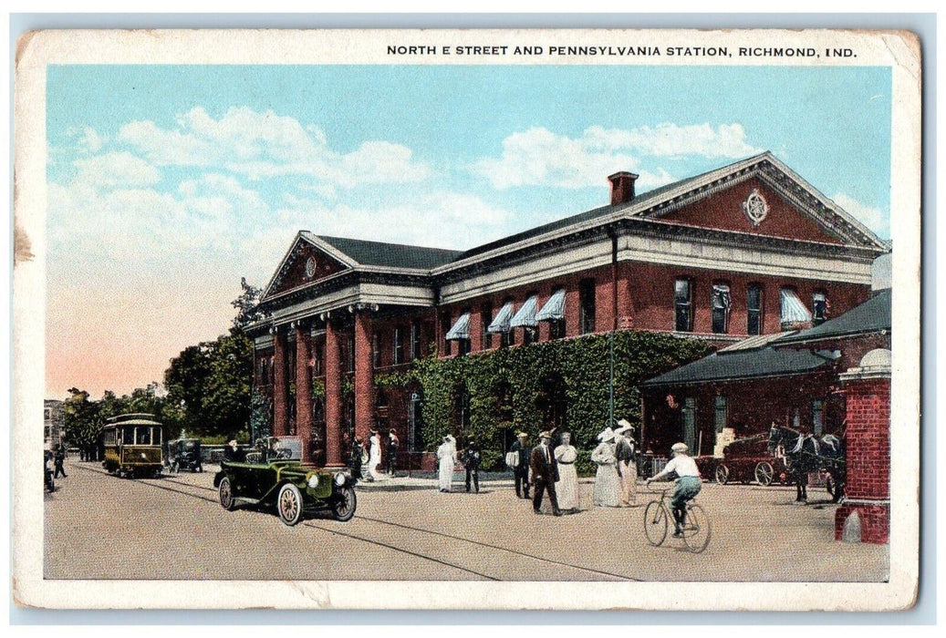 1929 North E Street and Pennsylvania Station Richmond Indiana IN Postcard
