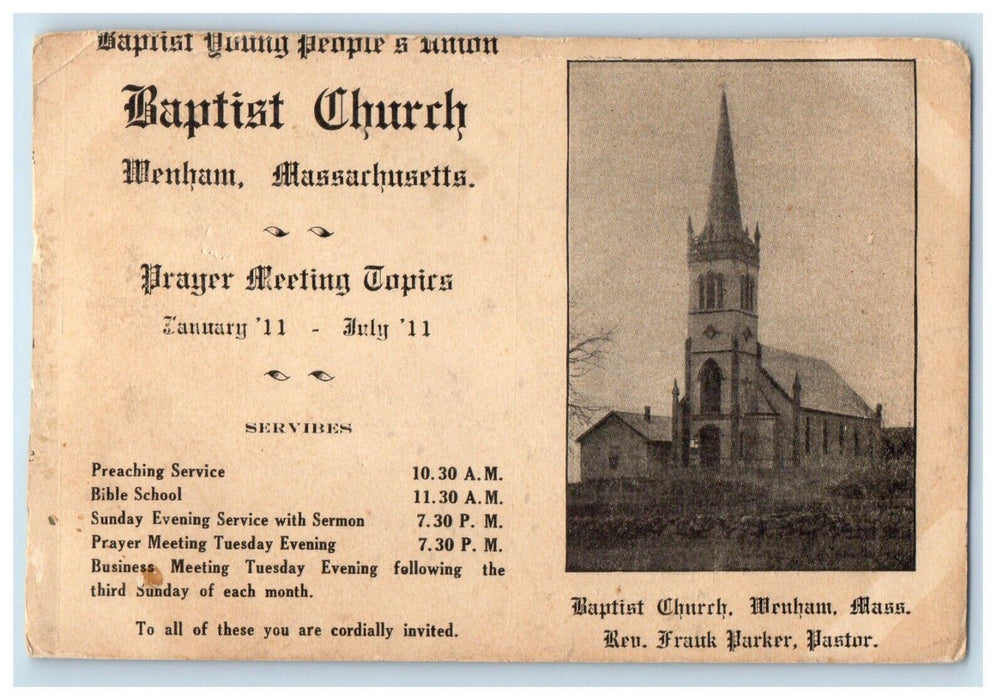 Baptist Church Menham Massachusetts MA Advertising Unposted Vintage Postcard