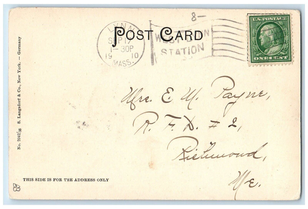 c1910 Horse Carriage Waiting Area, Railroad Station, Lynn MA Posted Postcard