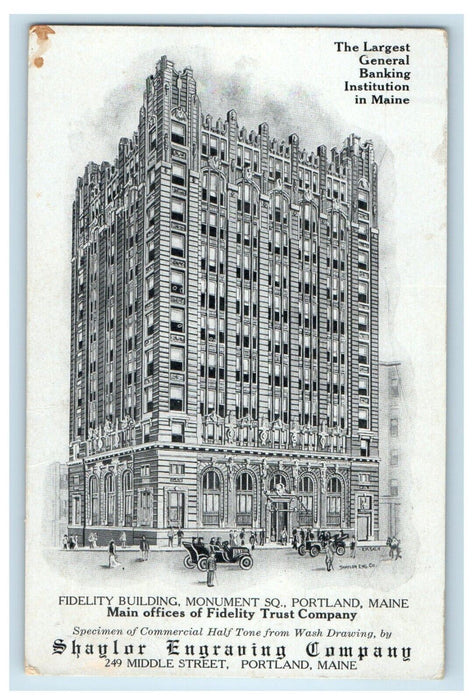 c1910's The Largest General Banking Building Institution In Maine ME Postcard