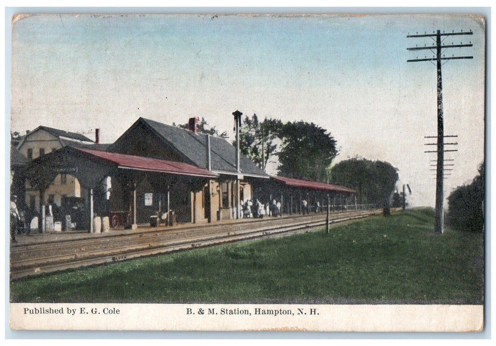 1910 B & M Station Hampton New Hampshire NH E.G. Cole Posted Postcard