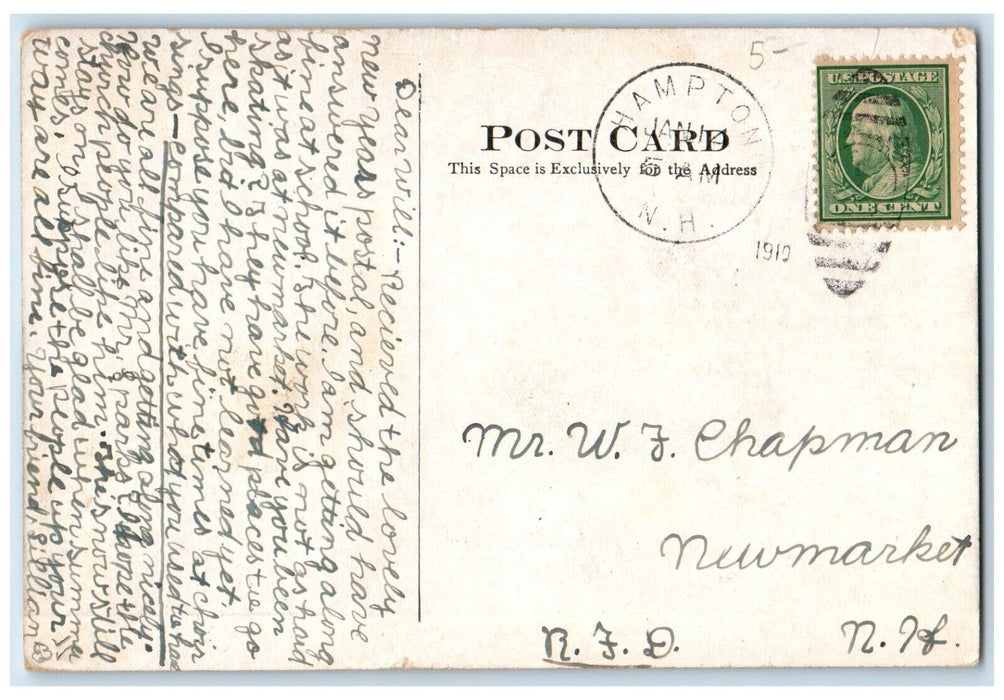 1910 B & M Station Hampton New Hampshire NH E.G. Cole Posted Postcard