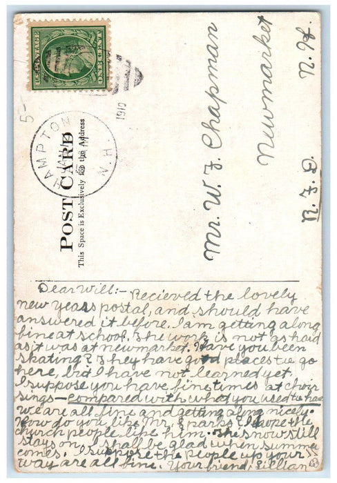 1910 B & M Station Hampton New Hampshire NH E.G. Cole Posted Postcard