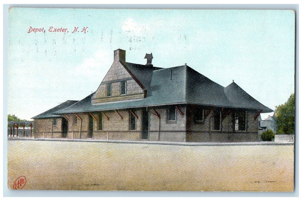 1907 Building of Depot Exeter New Hampshire NH Antique Posted Postcard