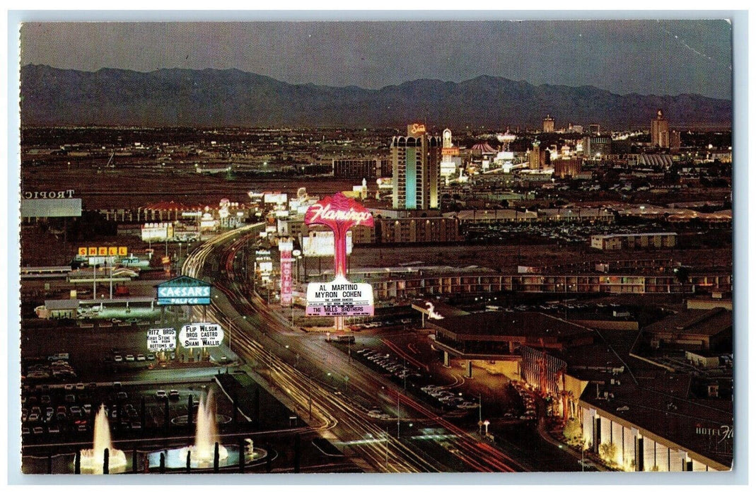 c1960's Night Lights on the Fabulous Strip In Las Vegas Nevada NV Postcard