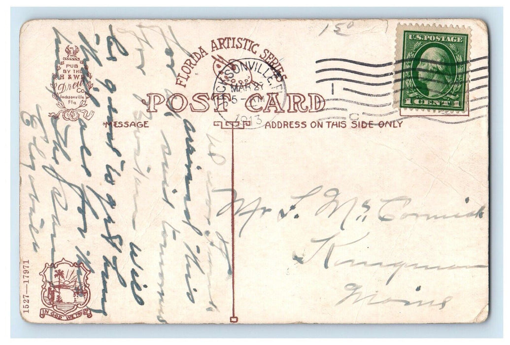 1913 Forsyth Street Barnett Florida National Bank Cars Jacksonville FL Postcard