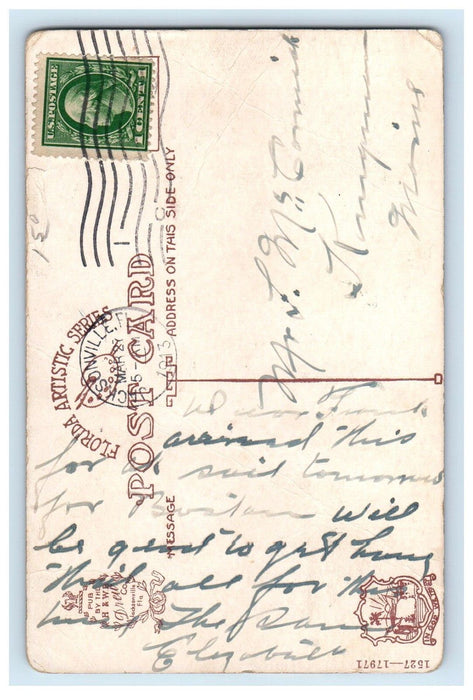 1913 Forsyth Street Barnett Florida National Bank Cars Jacksonville FL Postcard