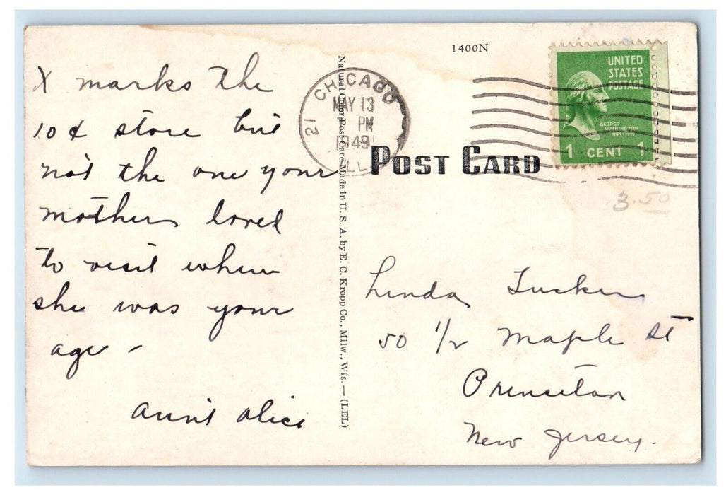 1949 View Of Lincolnway Farmers State Bank Valparaiso Indian IN Vintage Postcard