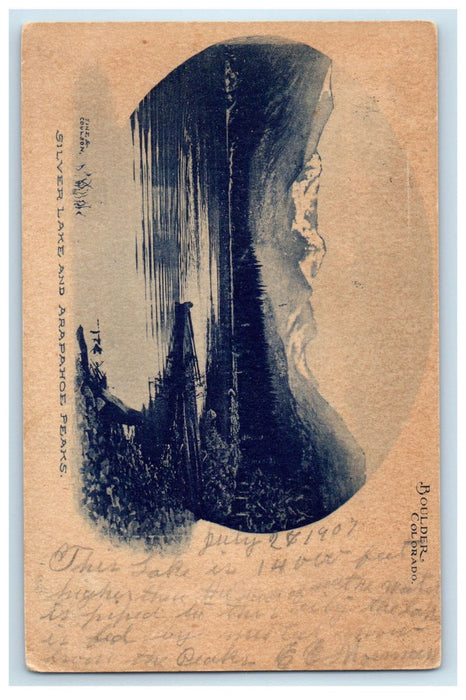 1907 Silver Lake and Arapahoe Peaks Boulder Colorado CO Posted RPO Postcard