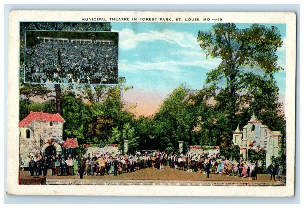 1931 Municipal Theater In Forest Park St. Louis Missouri MO Vintage Postcard