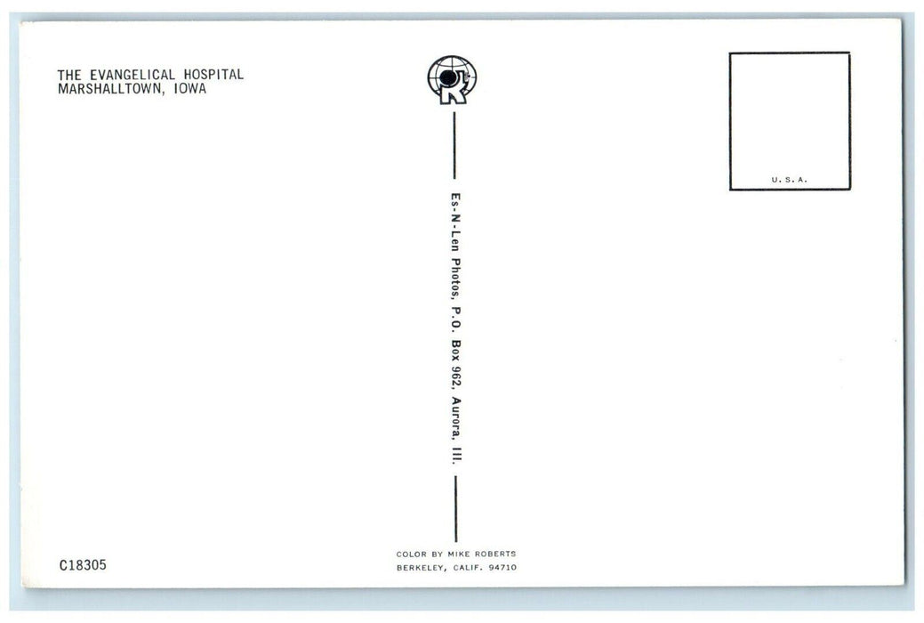 c1950's The Evangelical Hospital Marshalltown Iowa IA Vintage Unposted Postcard