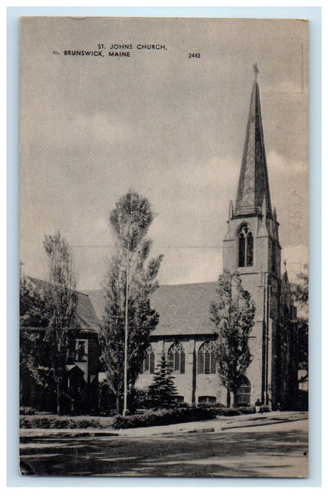 c1940s St. Johns Church Brunswick Maine ME American Art Post Card Co Postcard