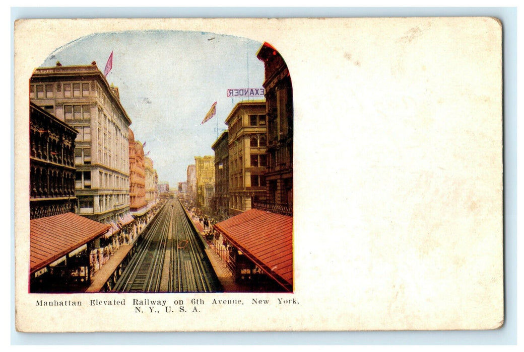Manhattan Elevated Railway 6th Ave. New York Columbia City Indiana 1909 Postcard