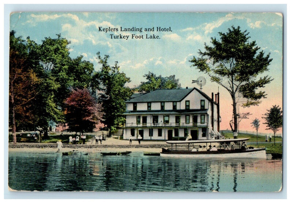 1915 Keplers Landing And Hotel Turkey Foot Lake Warwick Ohio OH Antique Postcard