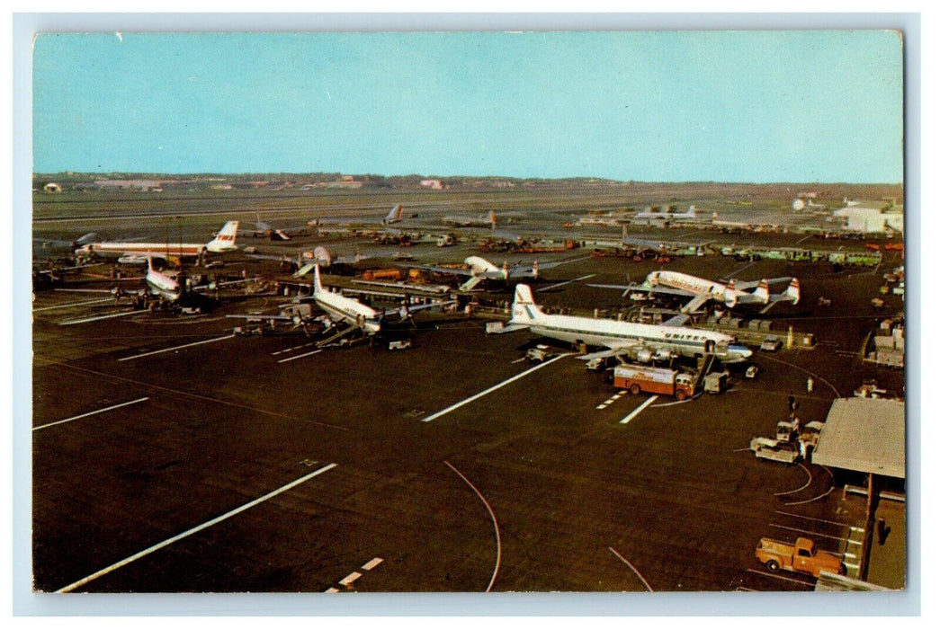 c1950's Los Angeles CA, Passenger Ramps International Airport Airplanes Postcard