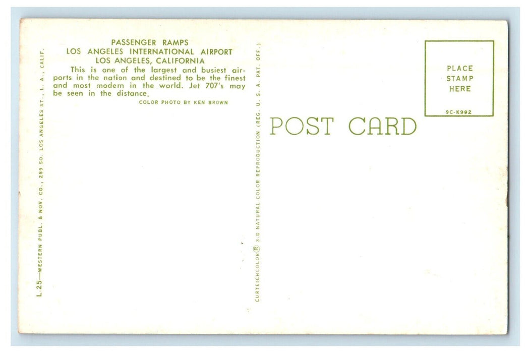 c1950's Los Angeles CA, Passenger Ramps International Airport Airplanes Postcard
