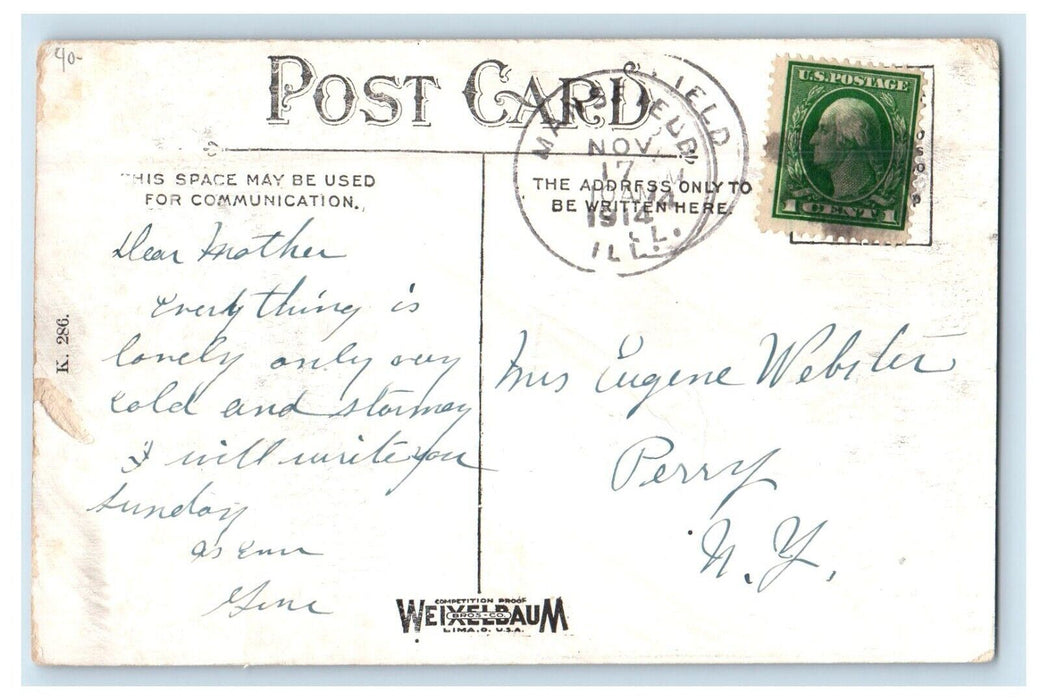 1914 Big Four & Wabash R.R Railroad Station Mansfield Illinois IL Postcard