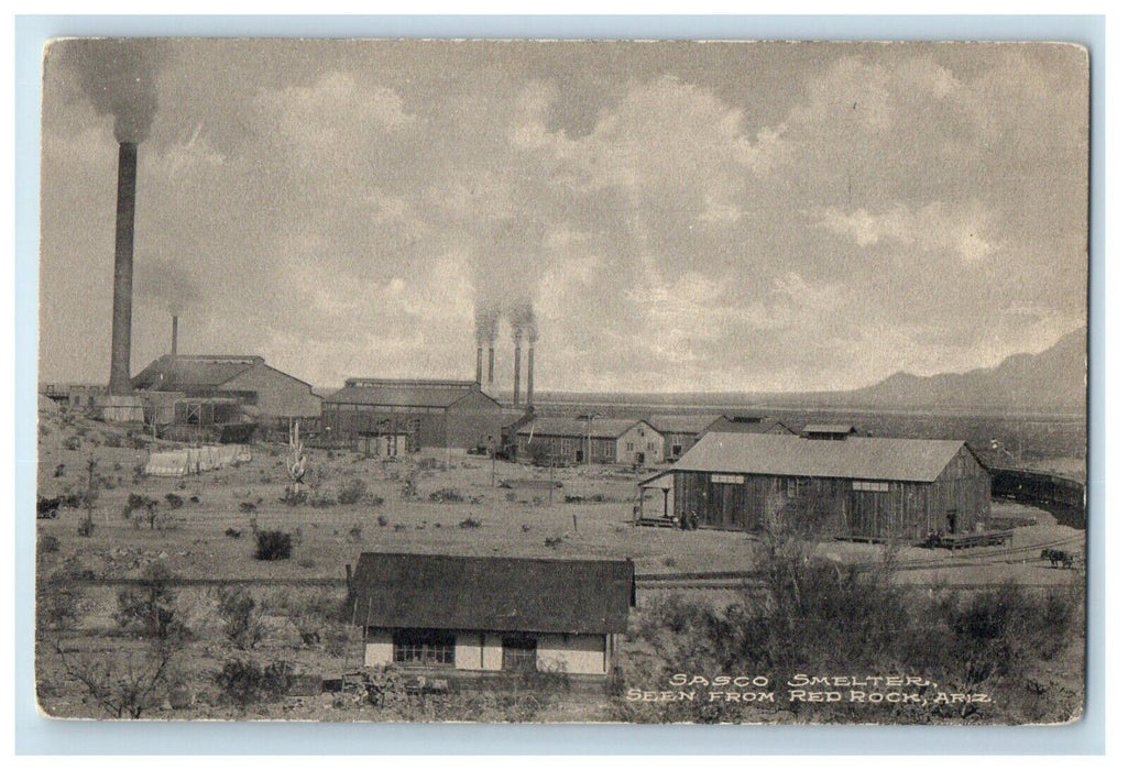 c1910's Bird's Eye View Of Sasco Smelters Seen From Red Rock Arizona AZ Postcard