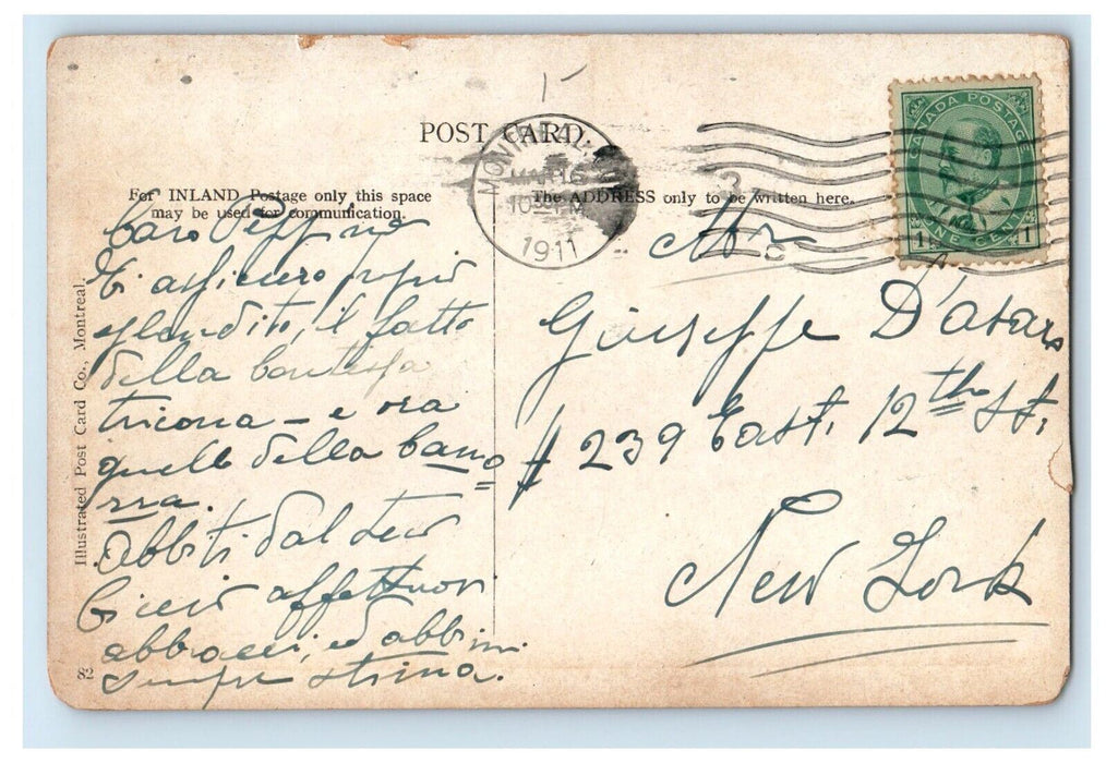1911 Montreal Maisonneuve Monument And Bank Of Montreal Canada Antique Postcard