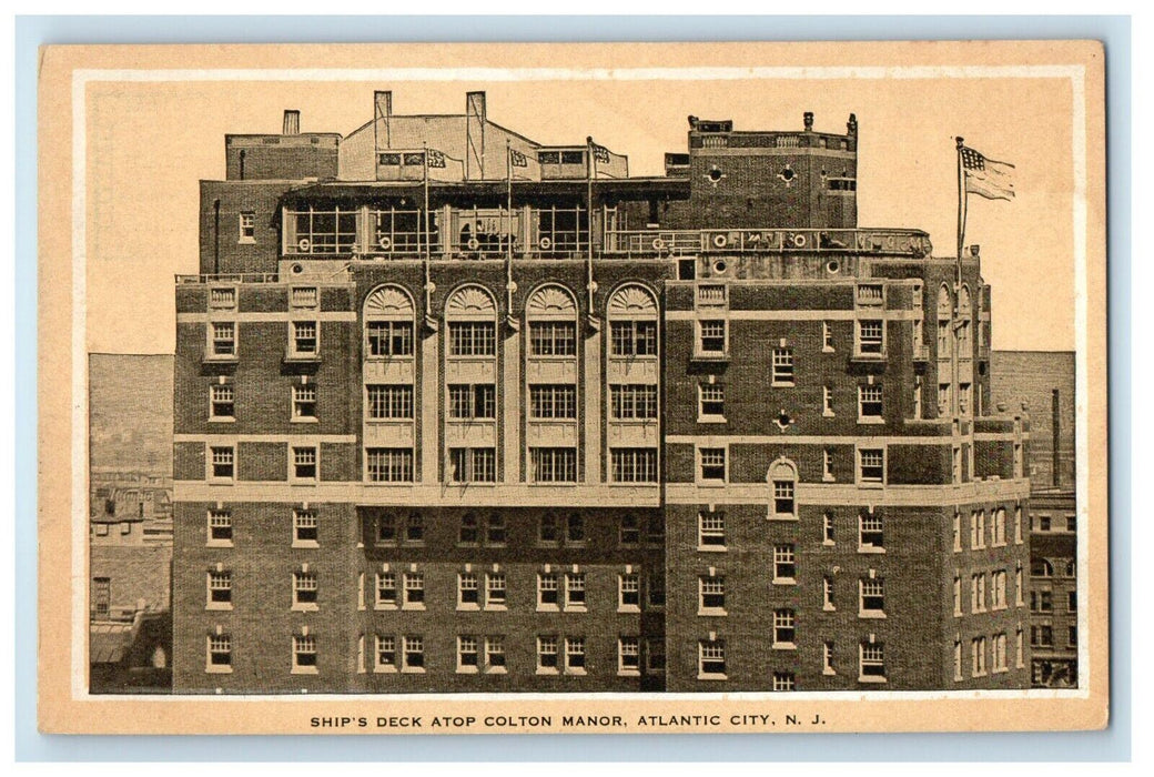 c1940s Ship's Dec Atop Colton Manor, Atlantic City New Jersey NJ Postcard