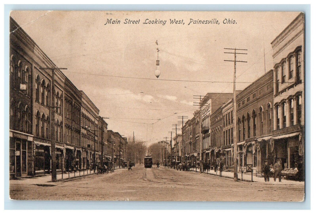 1908 View Of Main Street Looking West Painesville Ohio OH Antique Postcard