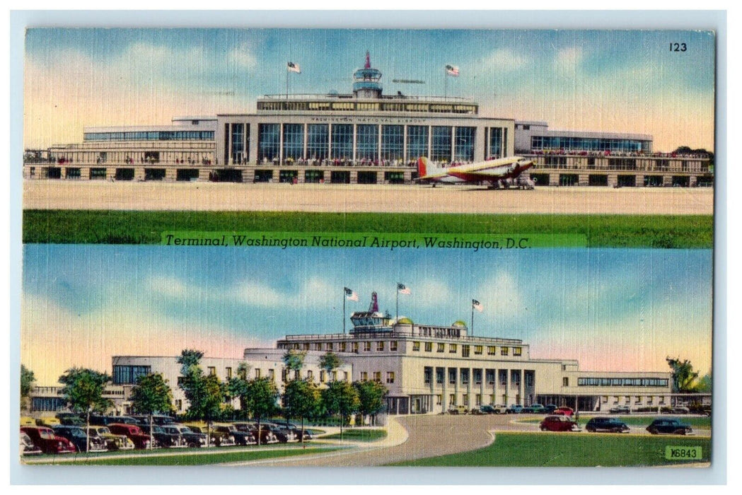 1953 Terminal Washington National Airport Washington DC Cancel Postcard