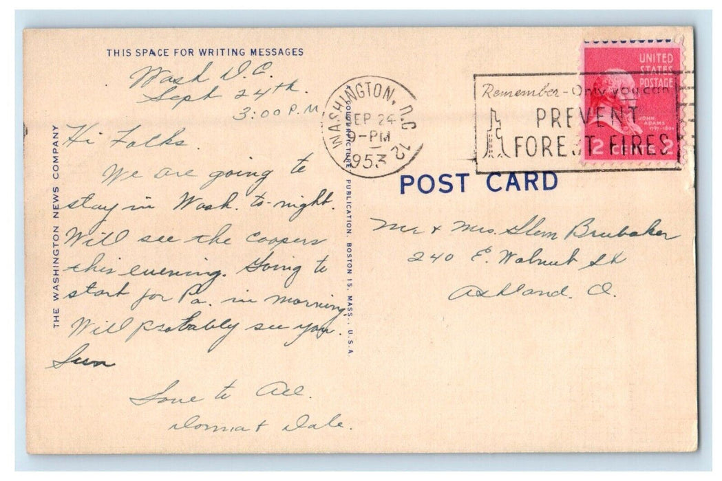 1953 Terminal Washington National Airport Washington DC Cancel Postcard