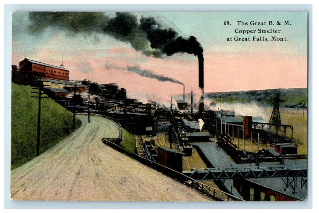 The Great B & M Copper Smelter Great Falls Montana MT Unposted Vintage Postcard