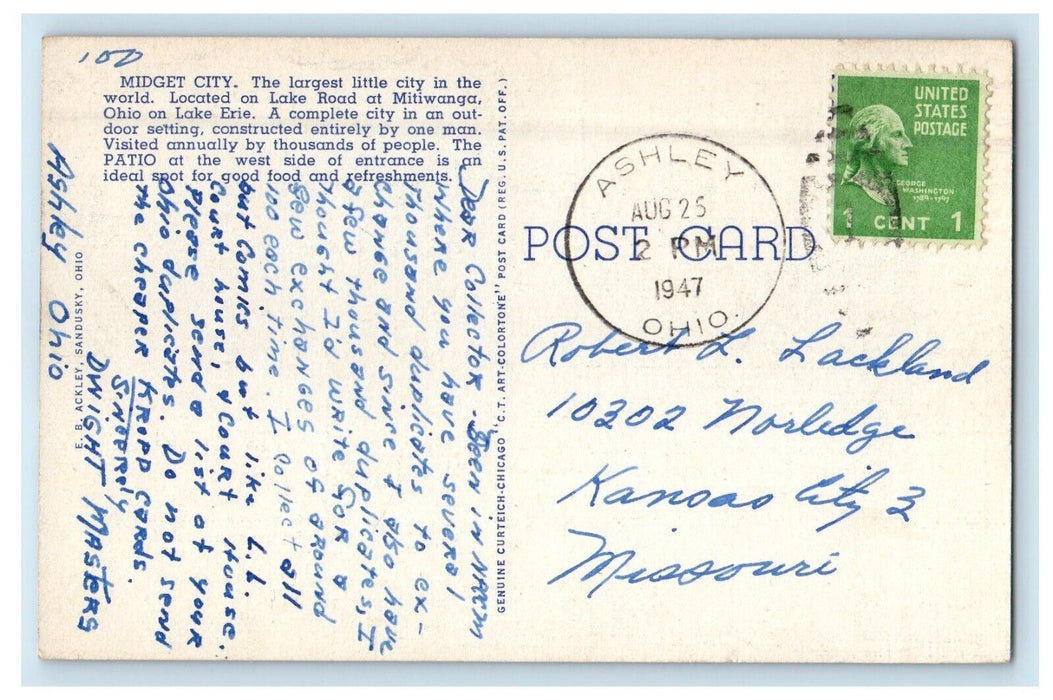 1947 Midget City And The Patio Mitiwanga Ohio OH, On Lake Erie Postcard