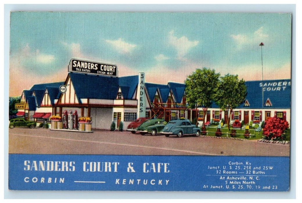 1948 Sanders Court & Café Corbin Kentucky KY Vintage Posted Postcard