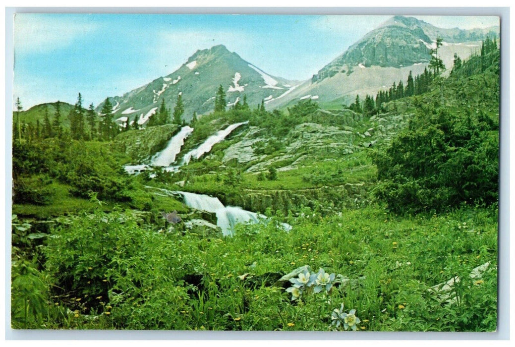 c1950's Mount Sniffles & Twin Falls in Yankee Basin Ouray Colorado CO Postcard
