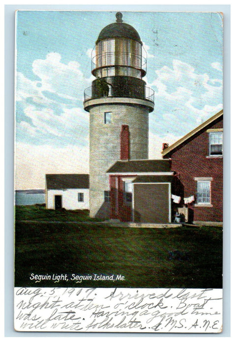 1907 Seguin Light Seguin Island Maine ME Antique Posted Postcard