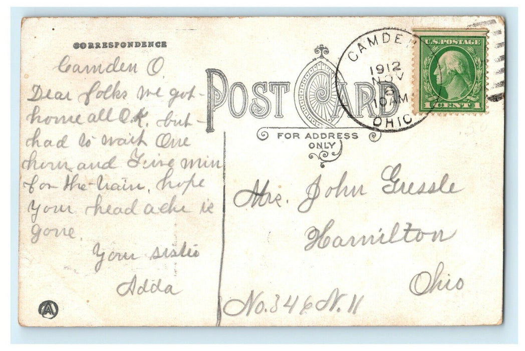 1912 Camden Ohio Pennant Rustic Beauty Commend Posted Postcard