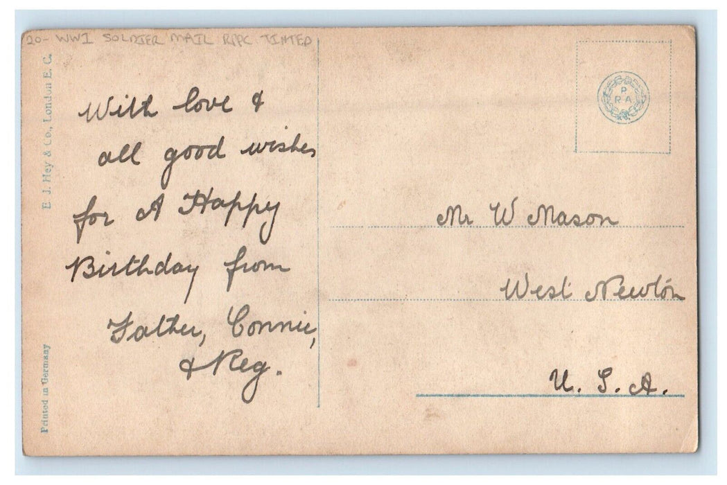 c1910's Birthday Greetings Boy With Flowers WWI Soldier Mail RPPC Photo Postcard