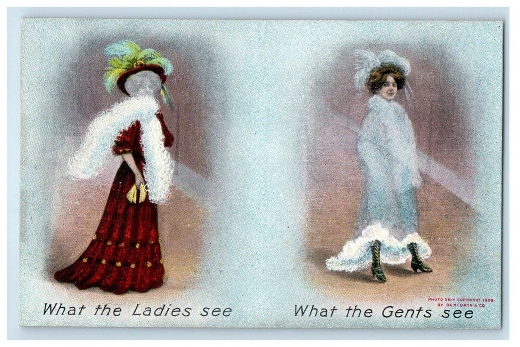 c1905 Risque Humor Lady And Clothes Bamforth & Co. Unposted Antique Postcard