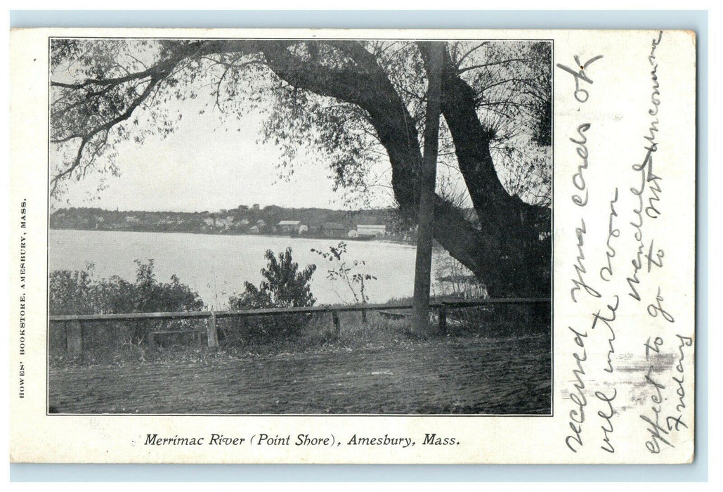 1913 Merrimac River Point Shore Amesbury Massachusetts MA Antique Postcard