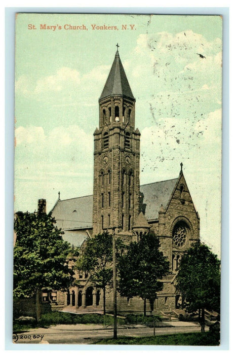 1909 New Rochelle NY, St. Mary's Church, Yonkers New York NY Postcard