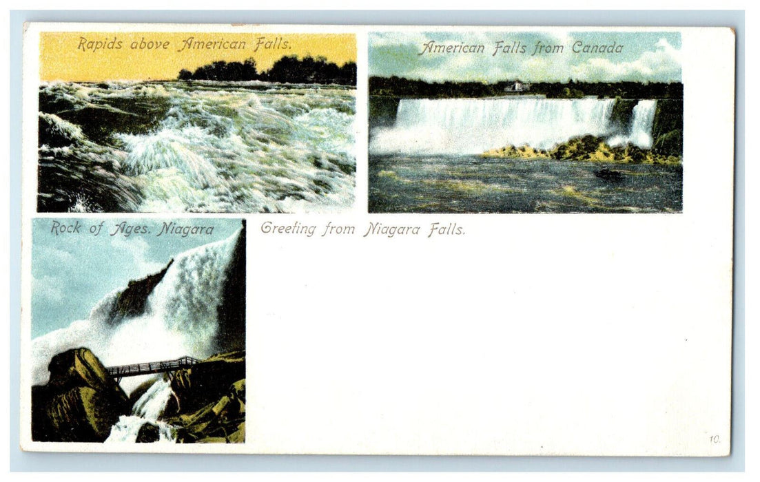 c1905 Multiview of Falls, Greeting from Niagara Falls Canada CA Postcard