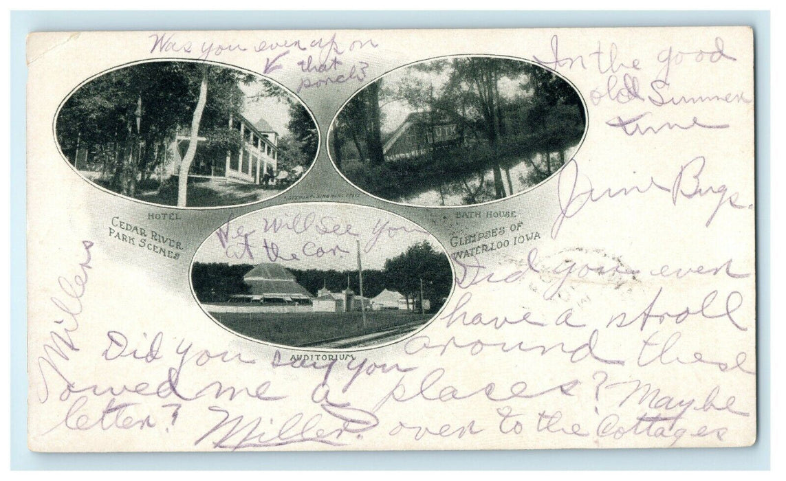 1906 Multiview Cedar River Park Glimpses Of Waterloo Iowa IA Antique Postcard