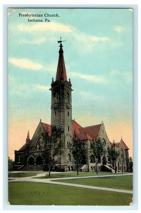 1912 Indiana PA, Presbyterian Church in Pennsylvania PA Antique Postcard