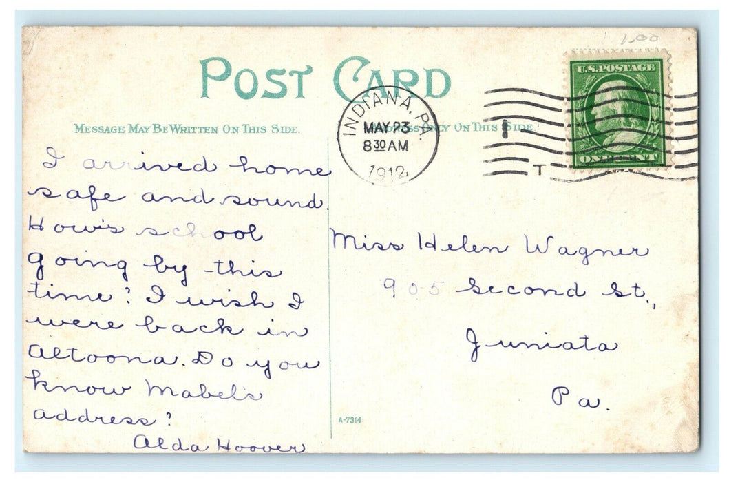 1912 Indiana PA, Presbyterian Church in Pennsylvania PA Antique Postcard
