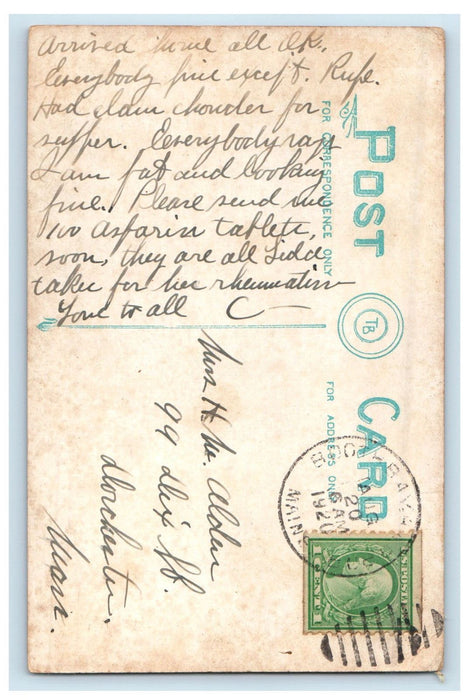 1920 View of Water and Grasses, Boothbay Harbor Maine ME Posted Postcard